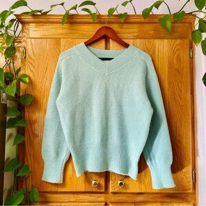 Korean Monologue Light baby blue pastel v-neck sweater